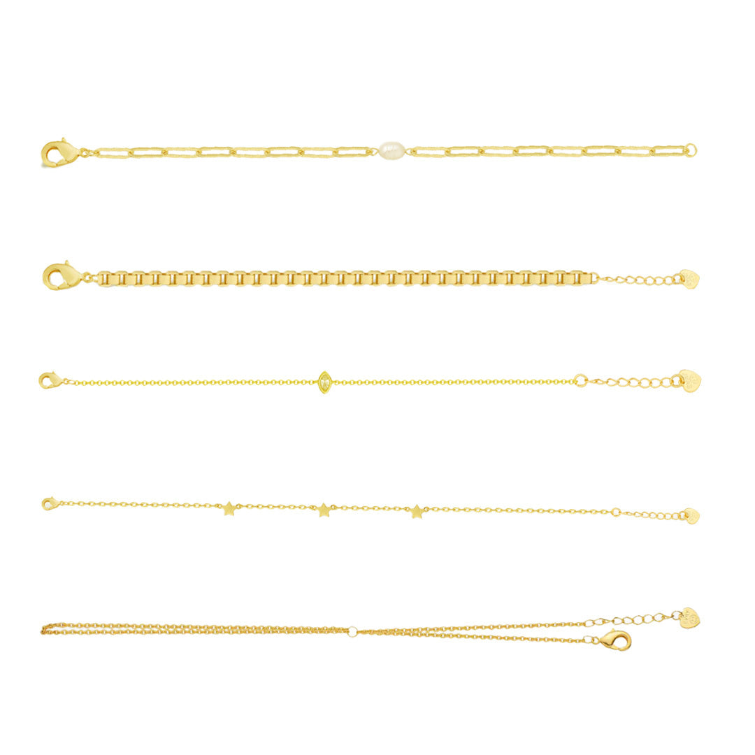 Wrist Edit Bundle: 5 Piece Bracelet and Hand Chain Bundle