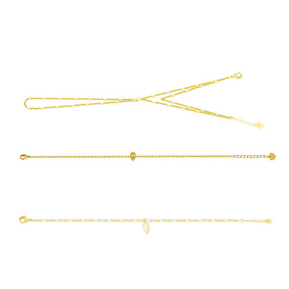 Dainty Energy Bundle: 3 Piece Bracelet and Hand Chain Bundle